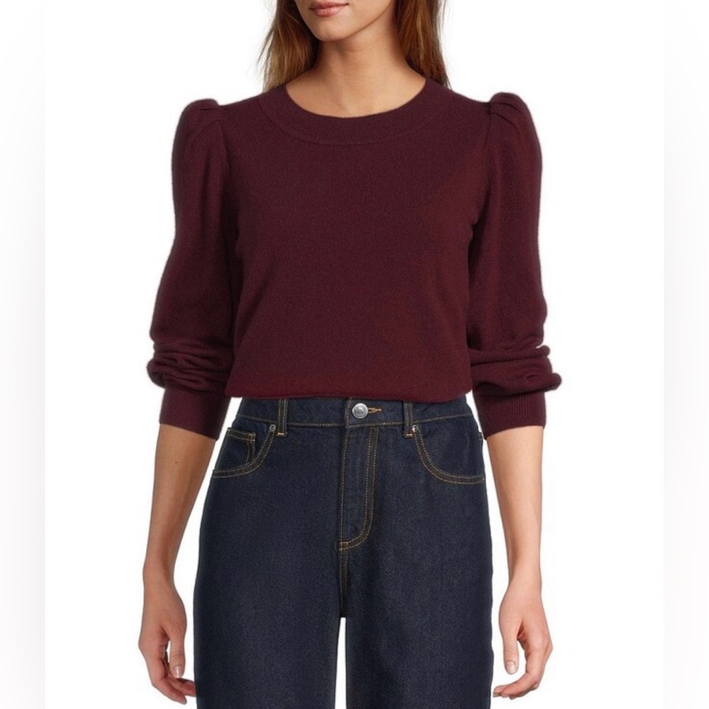 NWT Antonio Melani 100% Cashmere Sweater - Citron - XL - Puff Sleeve Crewneck - Picture 7 of 10